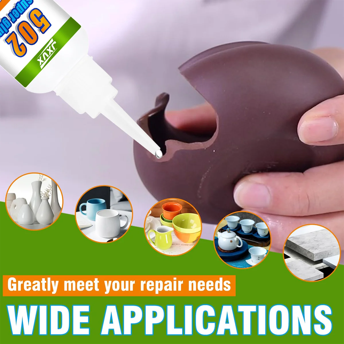 JXVX 20g Colla ad asciugatura rapida 502 Super Colla Adesivo cianoacrilato Forte legame per gomma Ceramica Strumento di colla di riparazione extra forte