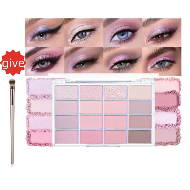 16 Farben Lidschatten-Palette niedrige Sättigung Rose Pink Perlmutt Matt Glitter Lidschatten glänzender Lidschatten lang anhaltendes Augen Make-up