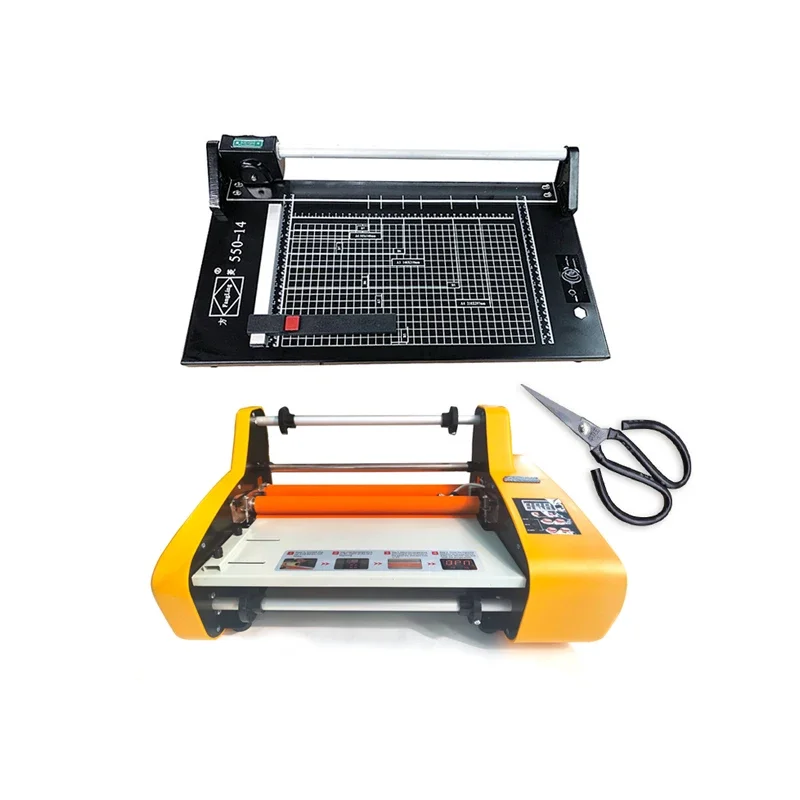 

A3 350mm cold and hot roll lamination film machine with 14inch paper trimmer