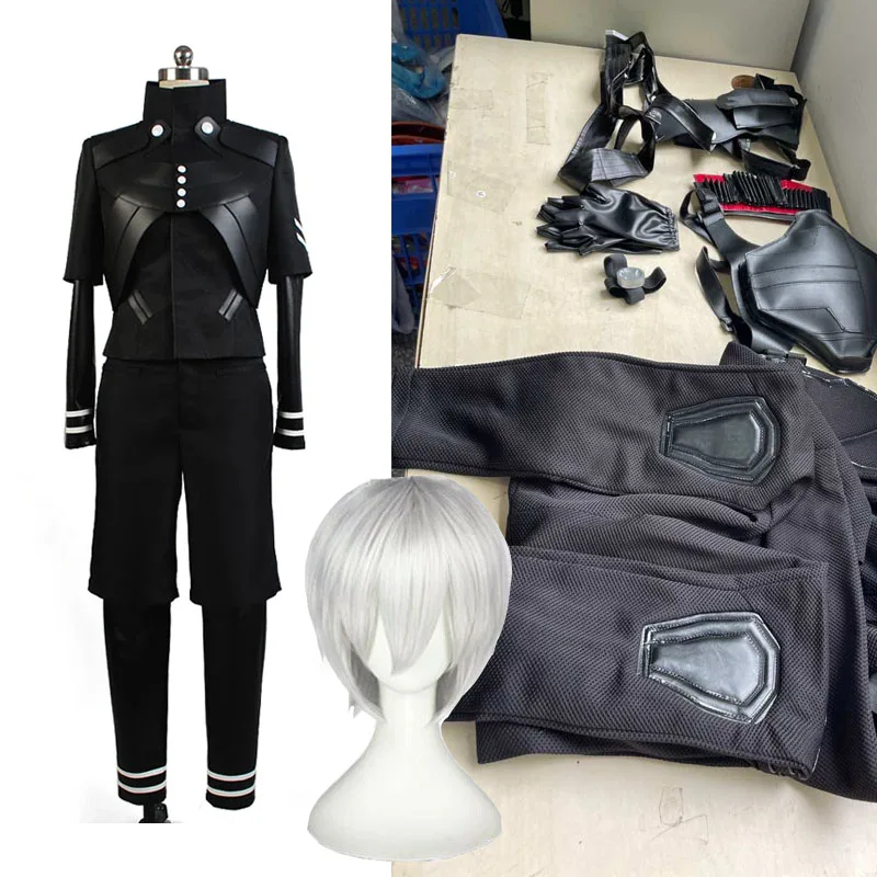 Anime Tokyo Cos Ghoul Kaneki Ken Black PU Leather Jumpsuit Battle Uniform Cosplay Costume For Adult Men Halloween  Disguise