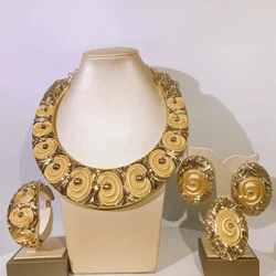 18k Gold Plated Inspired Jewelry Necklace Earrings Bracelet Rings Lagos Fashion Exotic Skin Friendly