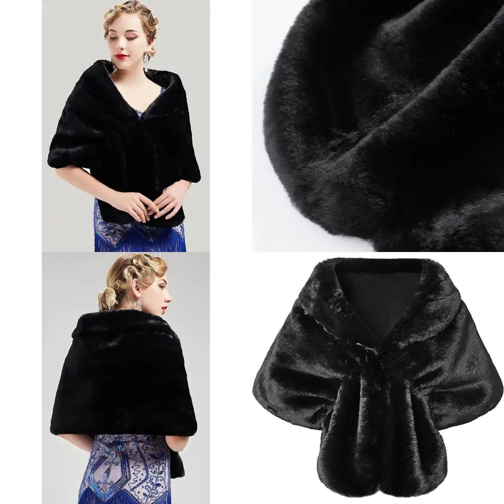 

Faux Fur Shawl with Collar for Women - Winter Cape Scarf Wrap for Evening Coats