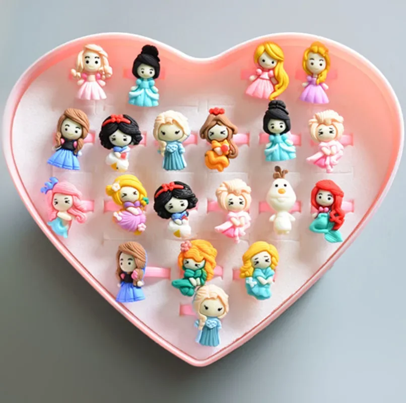 

20pcs Disney princess children 6 ring boxed Frozen Elsa doll Accessory doll jewelry Minnie ring girl boy children day gift