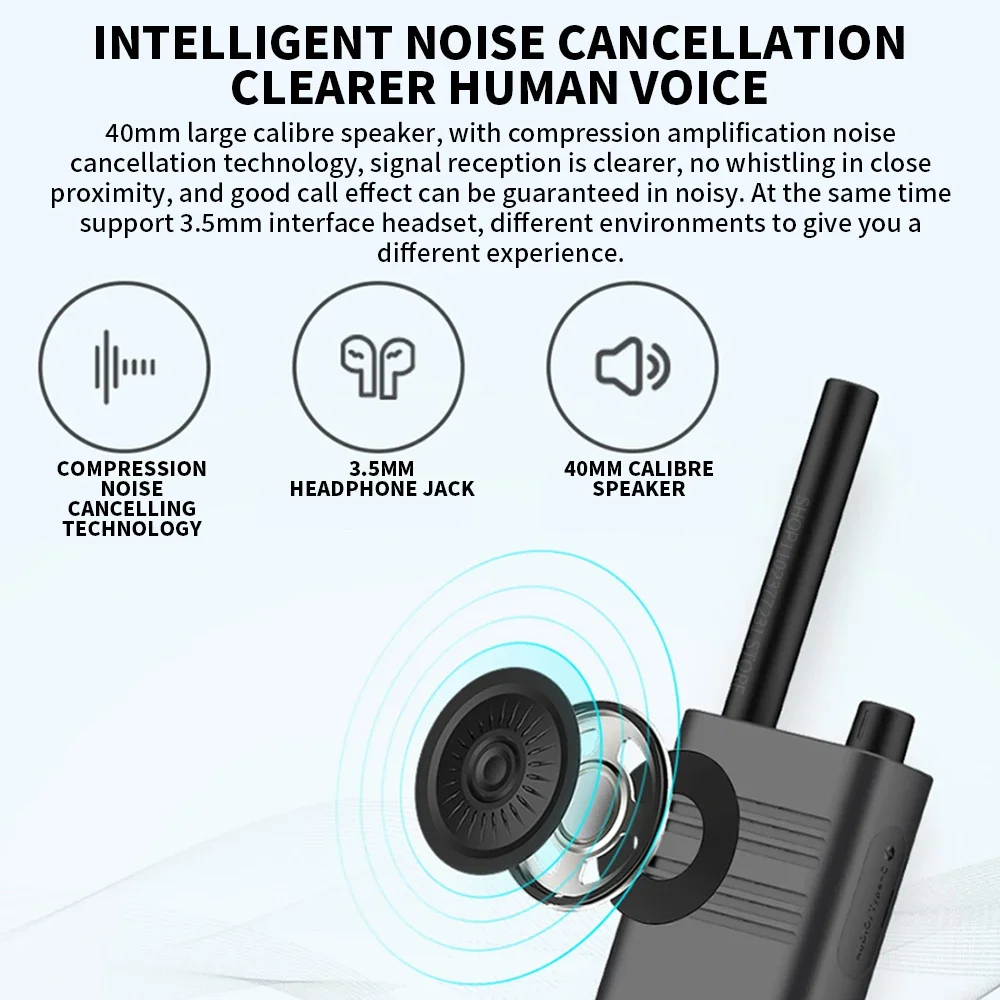 Xiaomi-Mijia Lite Walkie Talkie, Smart Civil, 5 Km Intercom, Handheld, Mini Radio, Smart Work, Mi Home App