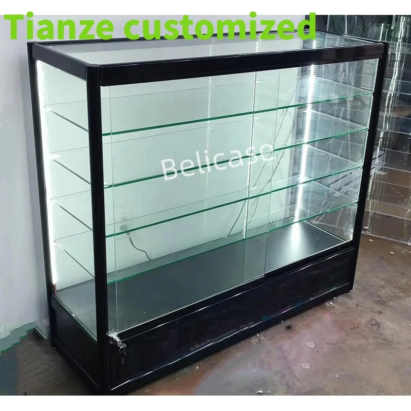 

(customized)Retail Convenience Store Lockable Counter ExtraDisplay Smoke Shop Glass Display Showcase with Led Light