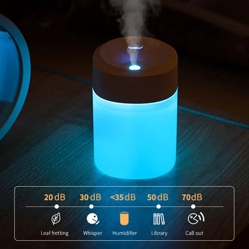 

200ml Humidifier with Night Light Essential Oil Diffuser USB Mist Maker Car Freshener Bedroom Office Fragrance