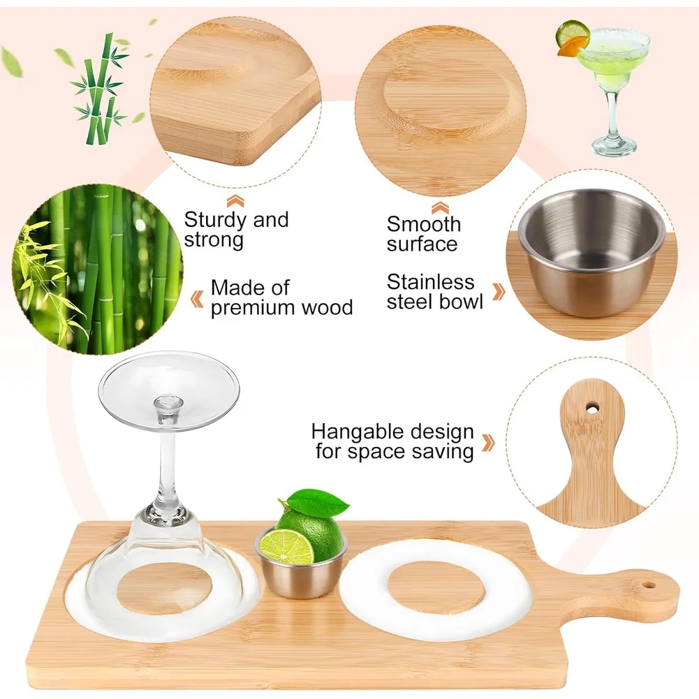 

1 Set Salt-and-pepper 5*5*3cm Margarita Salt Rim Set Cocktail Bar Serving Tray With Stainless Steel Bowl Barware Bar Tools