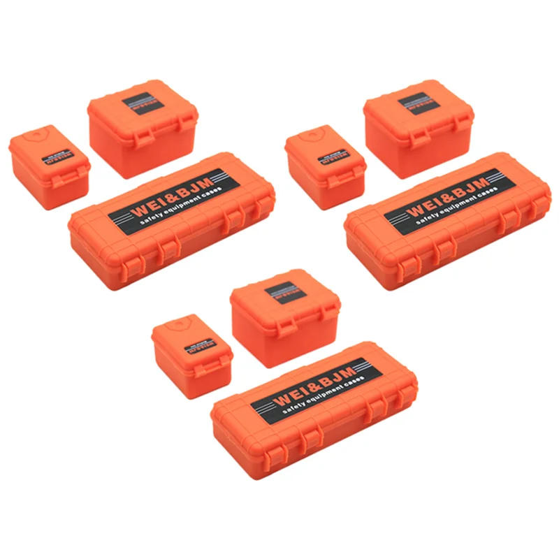 B05C-9Pcs caja de almacenamiento de plástico para coche teledirigido, herramienta para Traxxas Trx4 Axial Scx10 90046 D90 1/10, accesorios para orugas de control remoto, color naranja