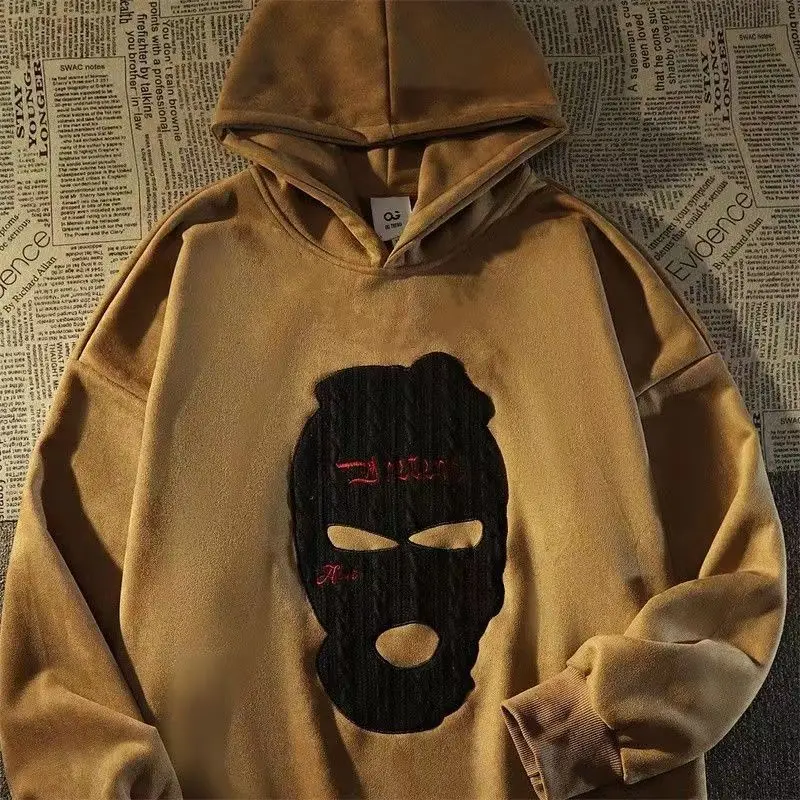 Sudadera con capucha de algodón para hombre y mujer, ropa de calle de gran tamaño, con estampado de cara de hip-hop, estilo americano, Y2K