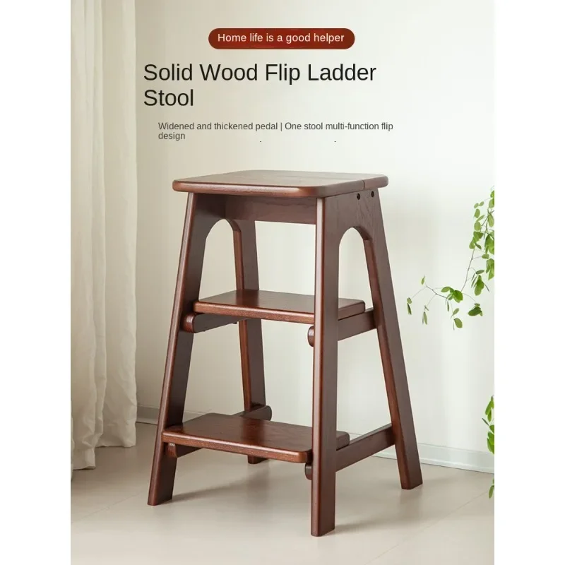 Multi-functional Foldable Wooden Ladder and Stool for Home Use Thickened Step Stool and Ladder for High Altitude Climbing