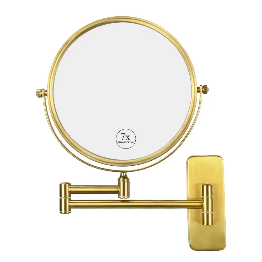

Brass Make up Mirror Wall Mounted,1X and 7X DoubleSided Magnifying Mirror Brass Vanity Mirror for Bathroom Wall Extendable Swive