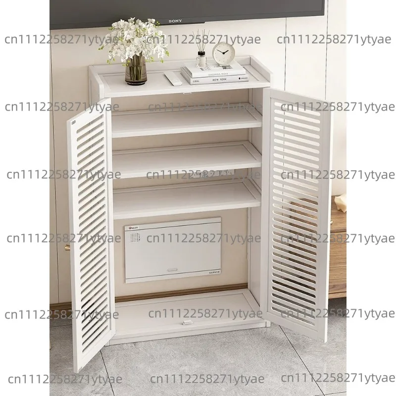 Wireless Router Storage Box with Floor-Standing Set-Top Box Stand (No Drilling Required)