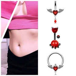 Stainless steel nose ring, heart-shaped zircon belly button ring, breast ring, eyebrow nail, human puncture accessory