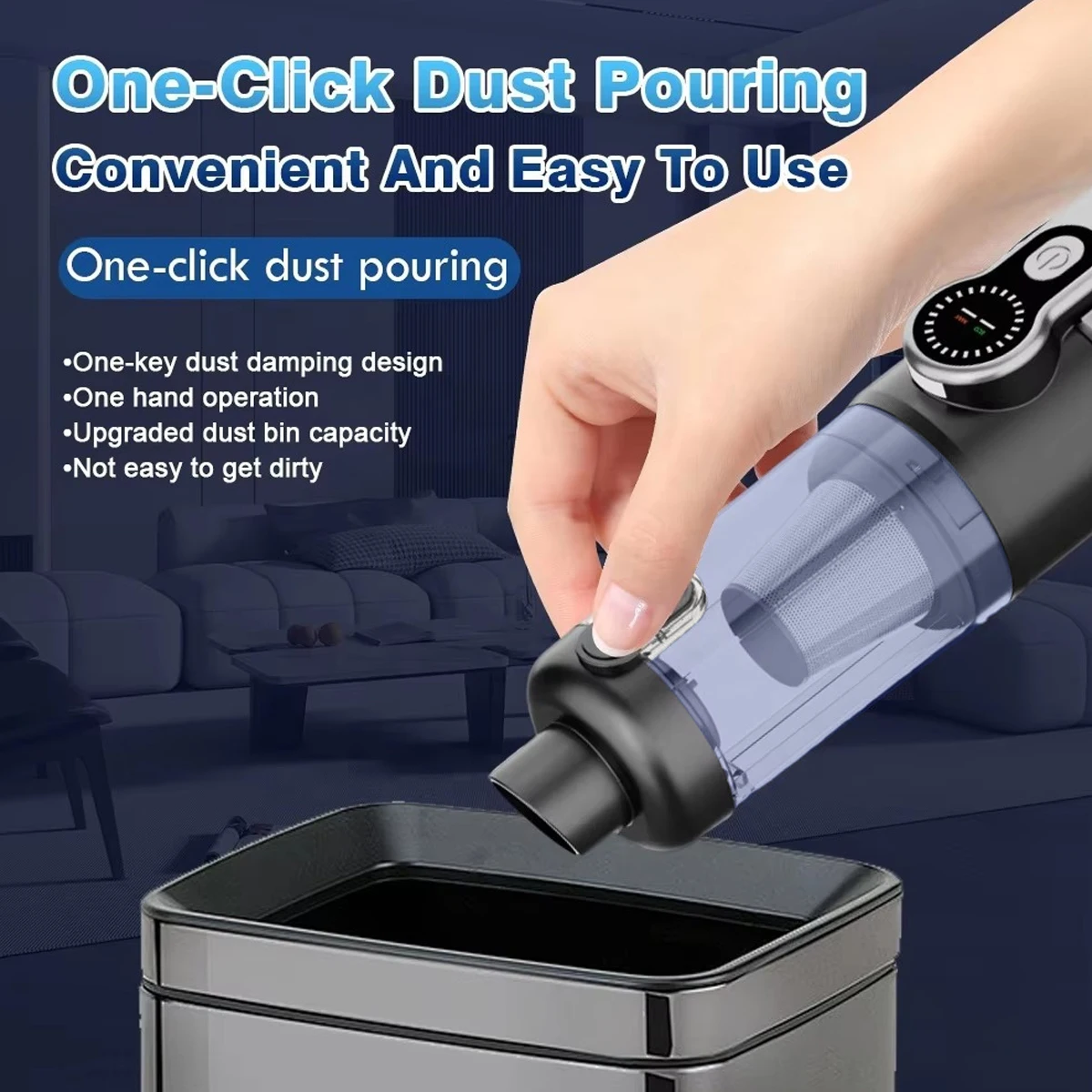 インテリジェントブラシレス掃除機、2段階TYPE-C充電式、車内外でダスト・灰の除去に。