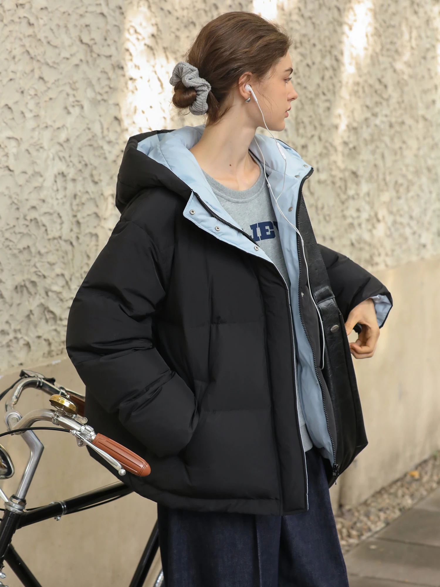 

MELLIIY Winter 2025 Hooded Design down Jaet Color Blo Warm Loose Fit White Du Feather Women's Coat Sli Commute Sle