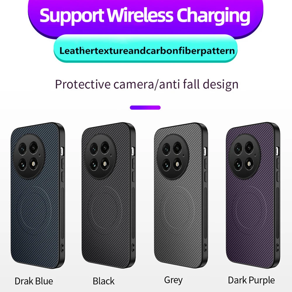 Magnetische Rutschfeste Carbonfaser-Handyhülle für OnePlus 15 13 11 12R 13R 15R 13T Nord 5 5G Cover Funda Unterstützt Kabelloses Laden