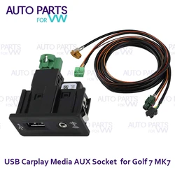 Araba MIB2 USB Carplay medya AUX soket anahtarı yüklemek için fiş düğmesi demeti Volkswagen Golf MK7 5QD036726E 5G0035222E