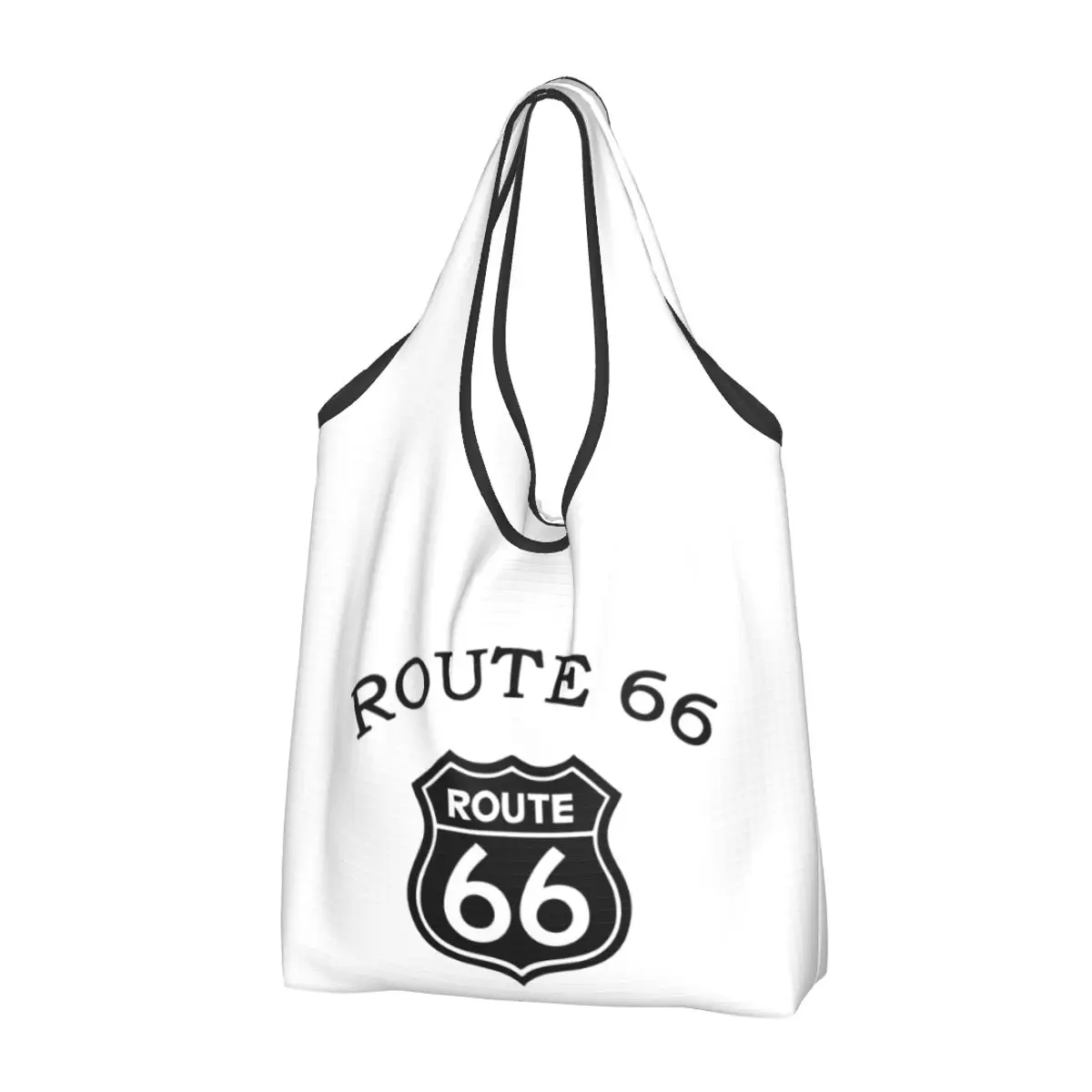 Fashion Americas Highway Route 66 Shopping Tote Bags Portable Groceries Shopper Shoulder Bag