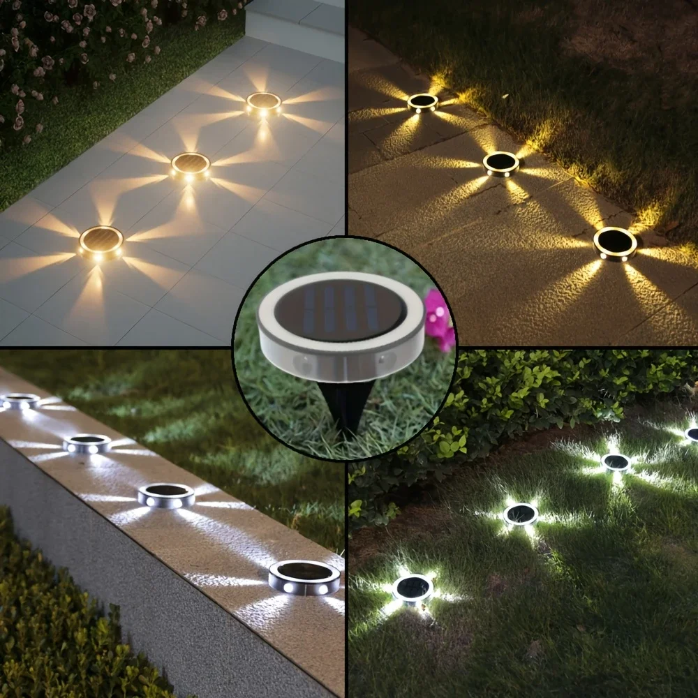 1/2/4pcs 6LEDS Solar Ground Lights-Upgraded Solar Outdoor Lights Brightness Automatic Adjustment Camping Decorative Lights