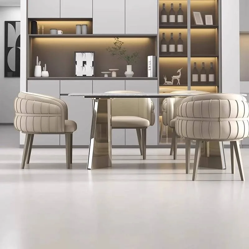 تنجيد كراسي الطعام الفاخرة مسند الظهر وسادة الغرور الأريكة الطعام كرسي غرفة المعيشة تصميم أثاث Sillas Para Comedor #5