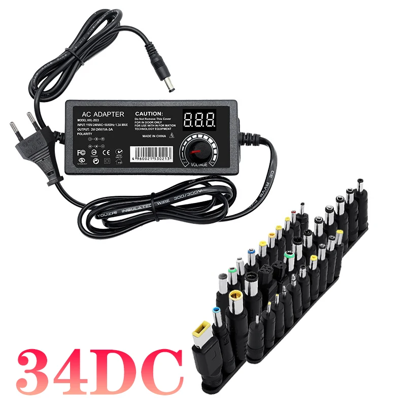 3A 3-24V Adjustable AC To DC Power Supply 3V 9V 12V 15V18V 24V Power Adapter Universal 220V To 12V 24V Volt Adapter with Voltage