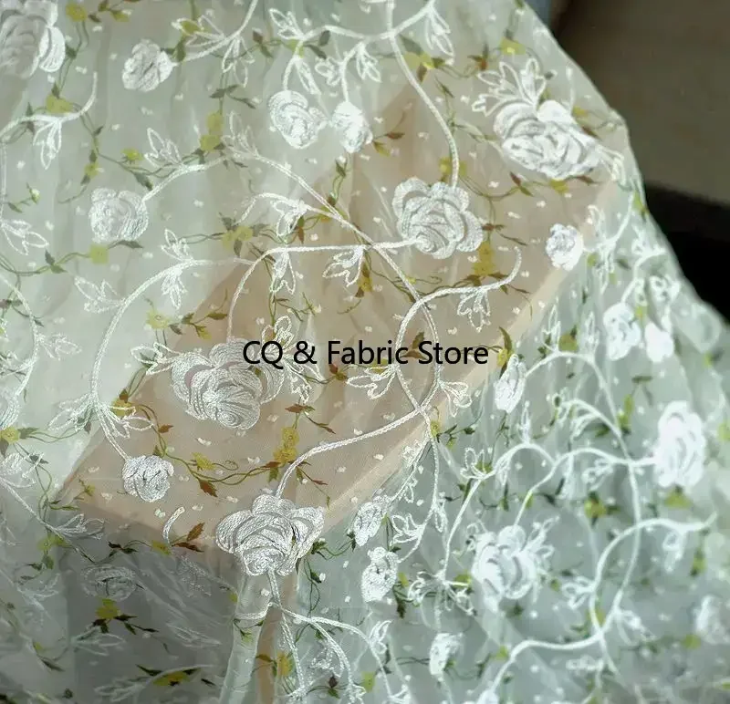 

Светло-зеленая шифоновая вышитая одежда для платья, одежды, юбки, дизайнерская кружевная ткань
