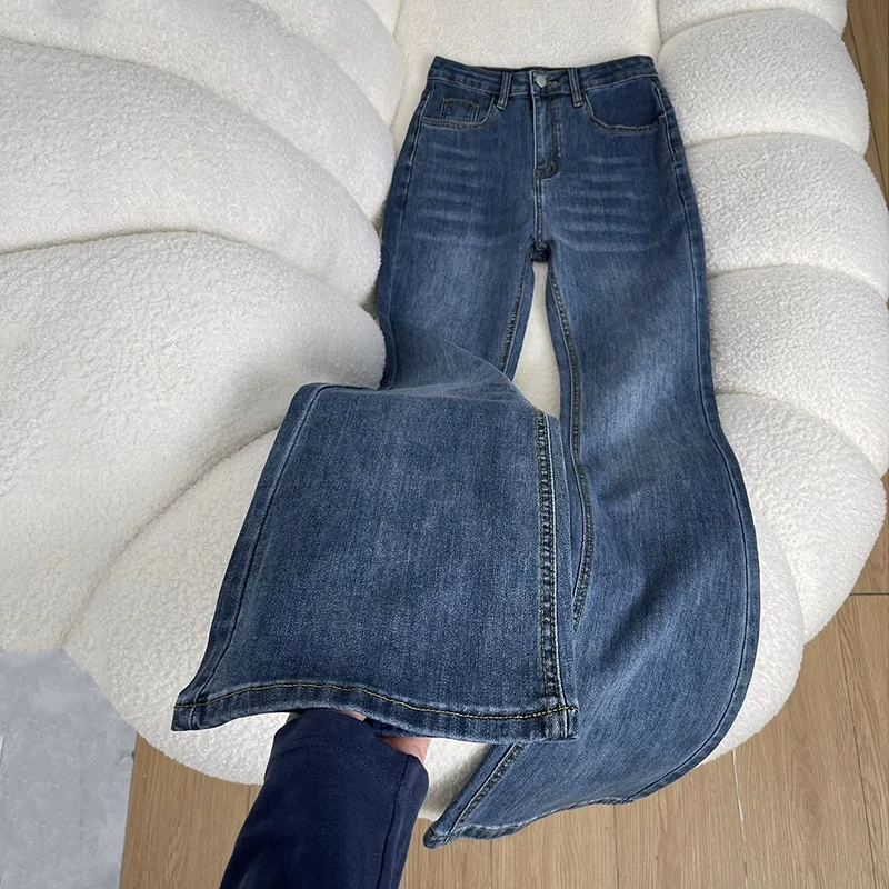 Retro High Waist Slim Fit Bell Bottom Jeans Women's Small Size Cotton Stretch Denim Non-Matching Leggings Autumn New Style