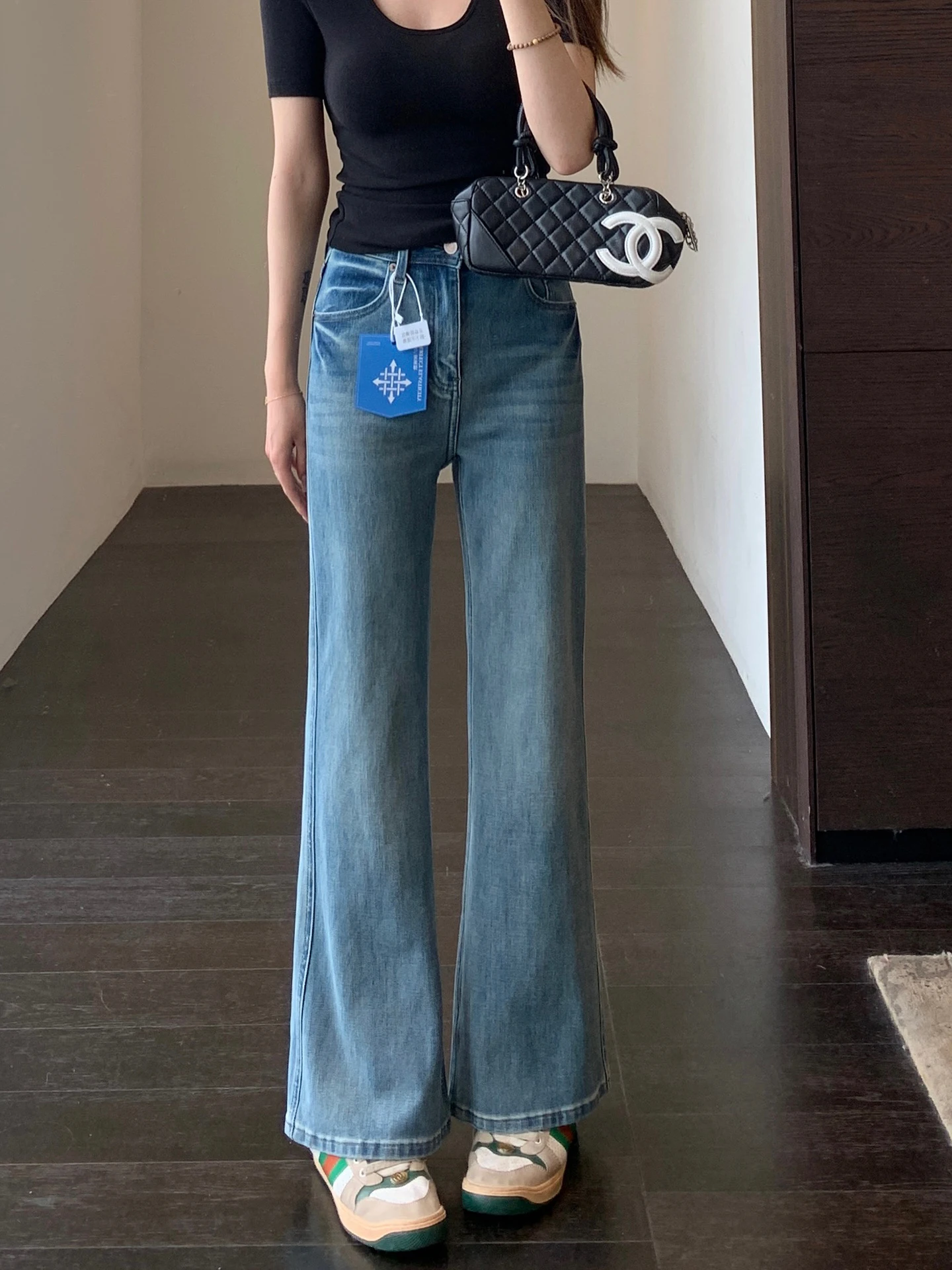 

High Waist Wide Leg Jeans Women's Spring Summer Slimming Capri Pants High Elastici Skin-friendly Breathable Denim Skinnies