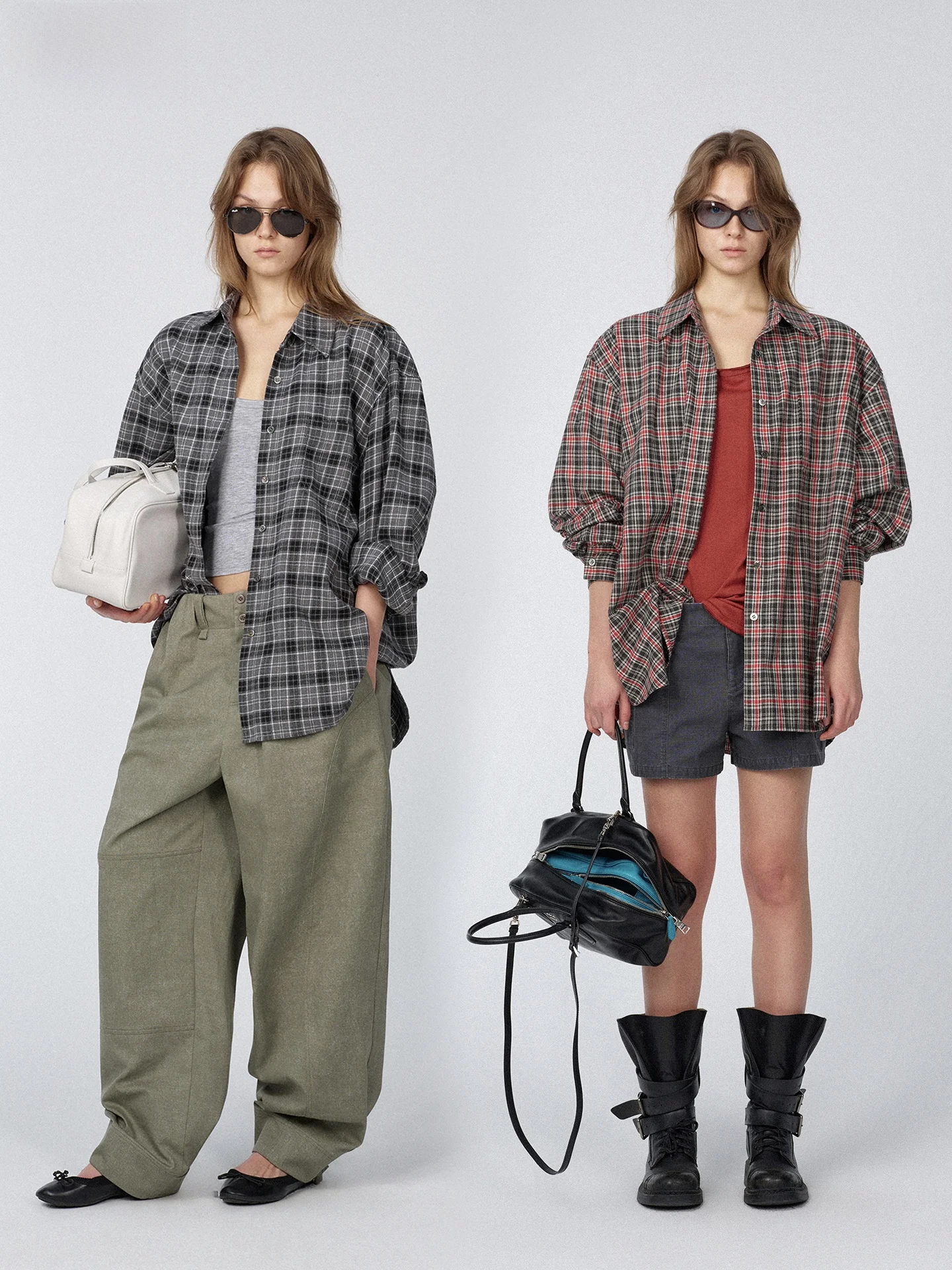 

ACSENSE Loose Shoulder Wide Leg Color Woven Shirt Lightly Brushed Long Sleeve Women's Cleanfit Polyester Blend Shirt
