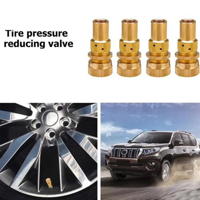 Universal Offroad Brass Tire Deflators Kit Automatic  Tyre Tire Pressure Relief Valve Deflators Bleeder Valve Set