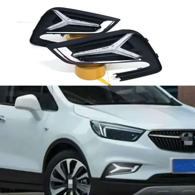2pcs LED For Buick Encore Opel mokka 2016 2017 2018 Driving DRL Daytime Running Light fog lamp Relay LED DRL Daylights