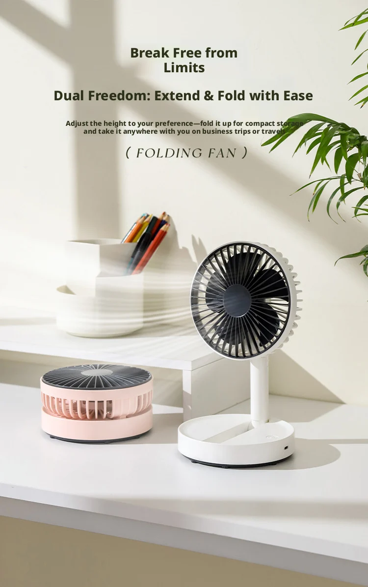 2026 New Desktop Fan USB Charging Model, Long Endurance Foldable Mini Retractable Fan, Dormitory Portable Desktop Electric Fan