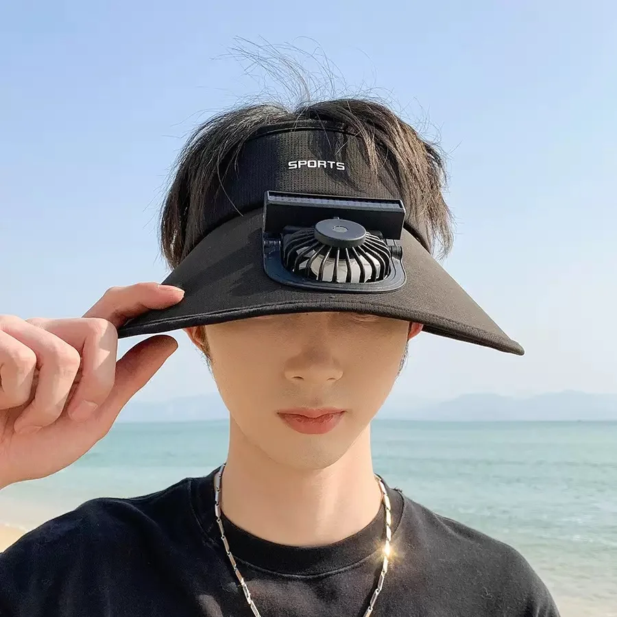 Hat Summer 2025 New Electric Fan Empty Top Hat Women's Outdoor Sun Hat Charging Voice Control Sunshade Sunscreen Hat