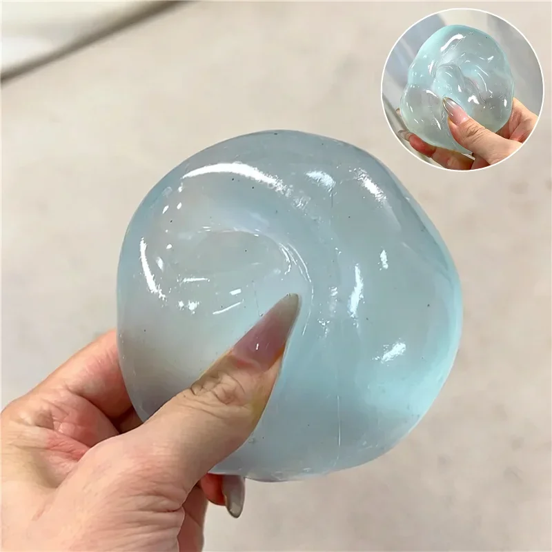 Juguete de malta de coco azul de rebote lento, pelota antiestrés transparente de coco, juguete de malta para apretar, divertido juguete sensorial antiestrés, regalo
