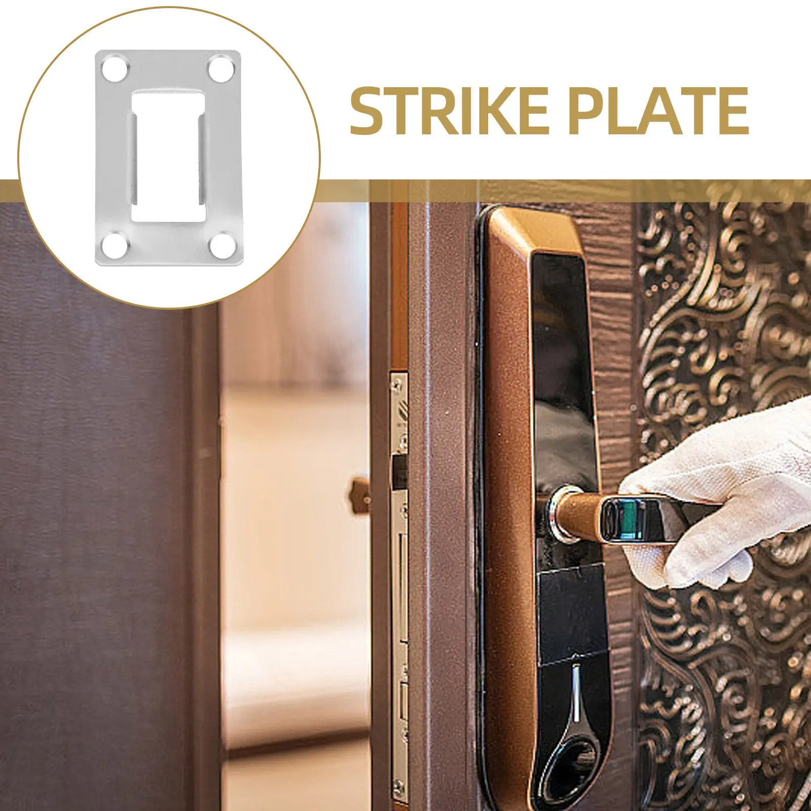 6Pcs Stainless Steel Door Strike Plate Thickened Security Reinforcement Plate for Exterior Front Doors Deadbolt Installation Kit