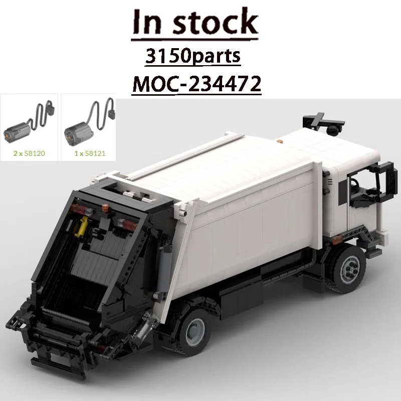 City MOC-234472 Street Traffic Cleaning Garbage Truck Building Blocks Model, 3150 Pieces, Birthday Educational Toy Gift