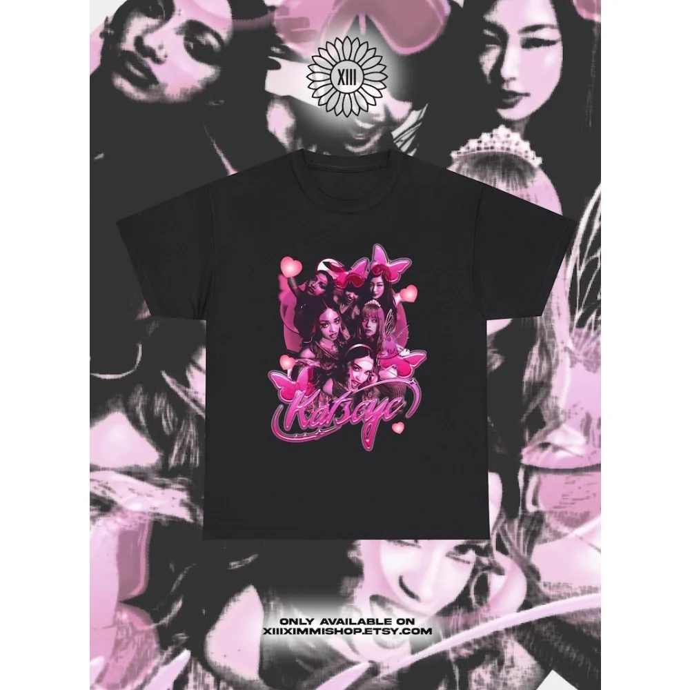 Katseye สวย Chaos เสื้อยืด Kpop TShirt ผู้ชายผู้หญิงแขนสั้น Streetwear Kpop Tees Y2K เสื้อผ้าผู้ชายเสื้อลําลอง
