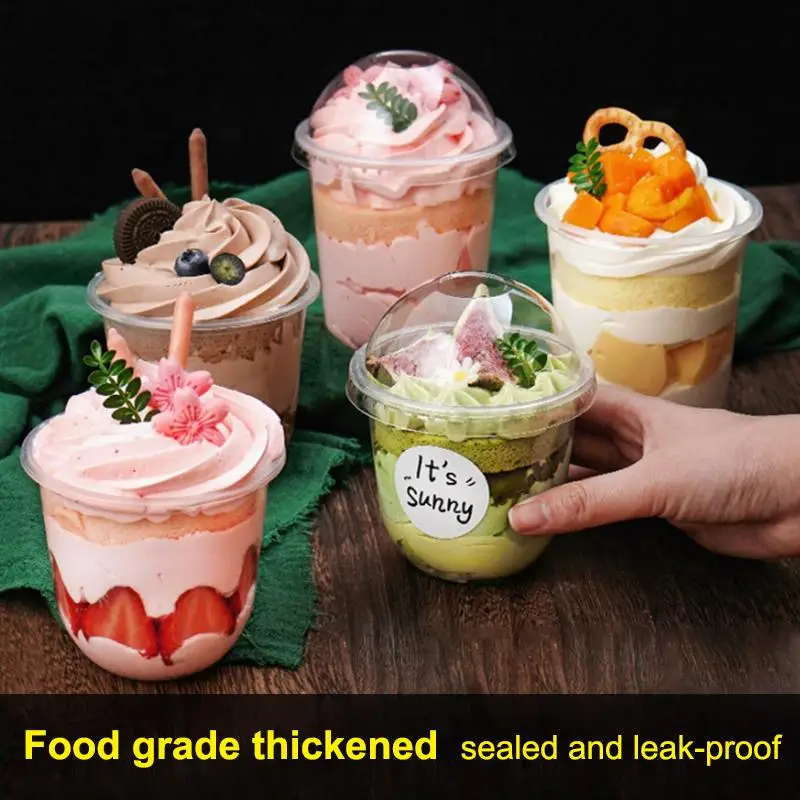 50Pcs Disposable Salad Cups 250ML 300ML 360ML 500ML Transparent Plastic Dessert Bowls For Party Event Buffet