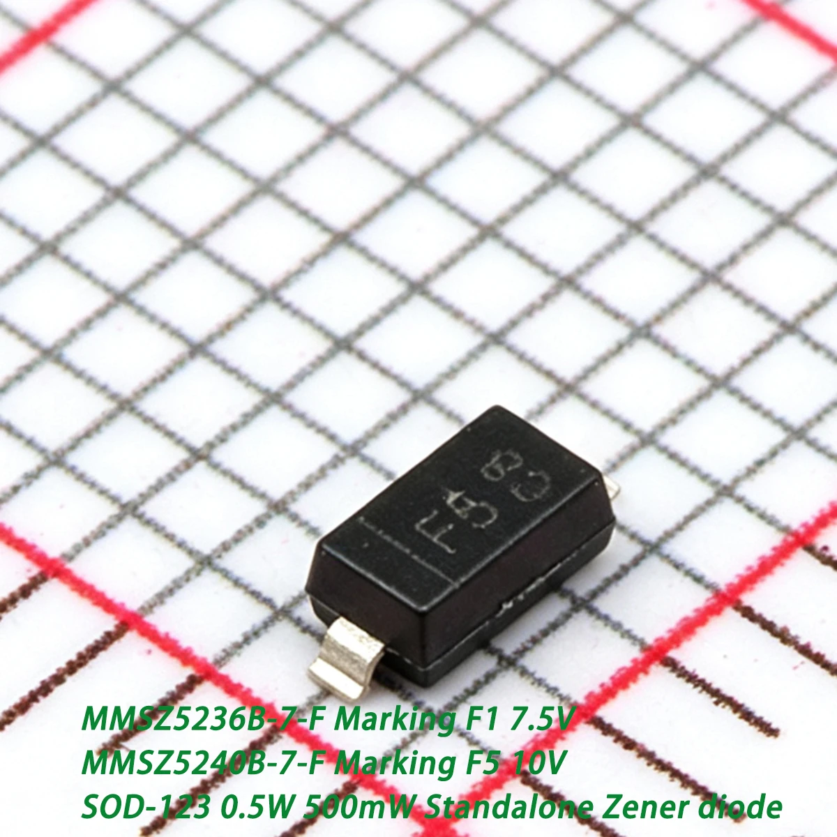 50PCS SOD-123 MMSZ5236B-7-F Marking F1 7.5V MMSZ5240B-7-F Marking F5 10V NEW Original 0.5W 500mW Standalone Zener diodes