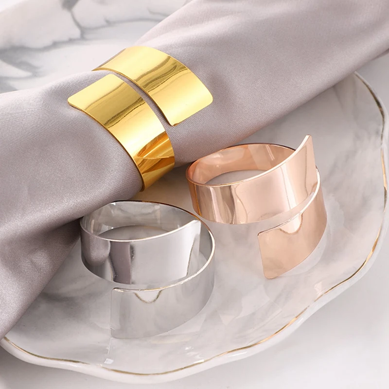 12Pcs Rose Gold Metal Table Decor Napkin Ring Holder Spring For Wedding Setting Valentine's Day