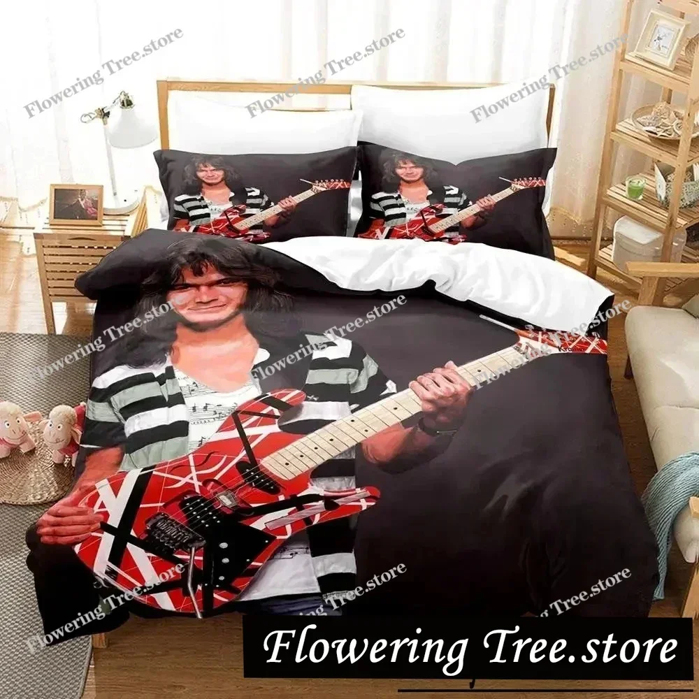 3D Print Eddie Van Halen Bedding Set Duvet Cover Bed Set Quilt Cover Pillowcase Comforter king Queen Size Boys Adult029963