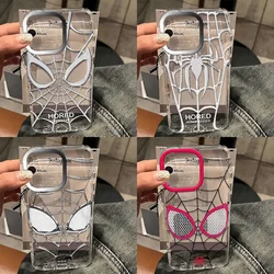 Spider Website Man Logo Clear Space Phone Case For iPhone 11 12 13 14 15 16 Pro Max Mini X Xs XR 7 8 plus Se2020 Transparent