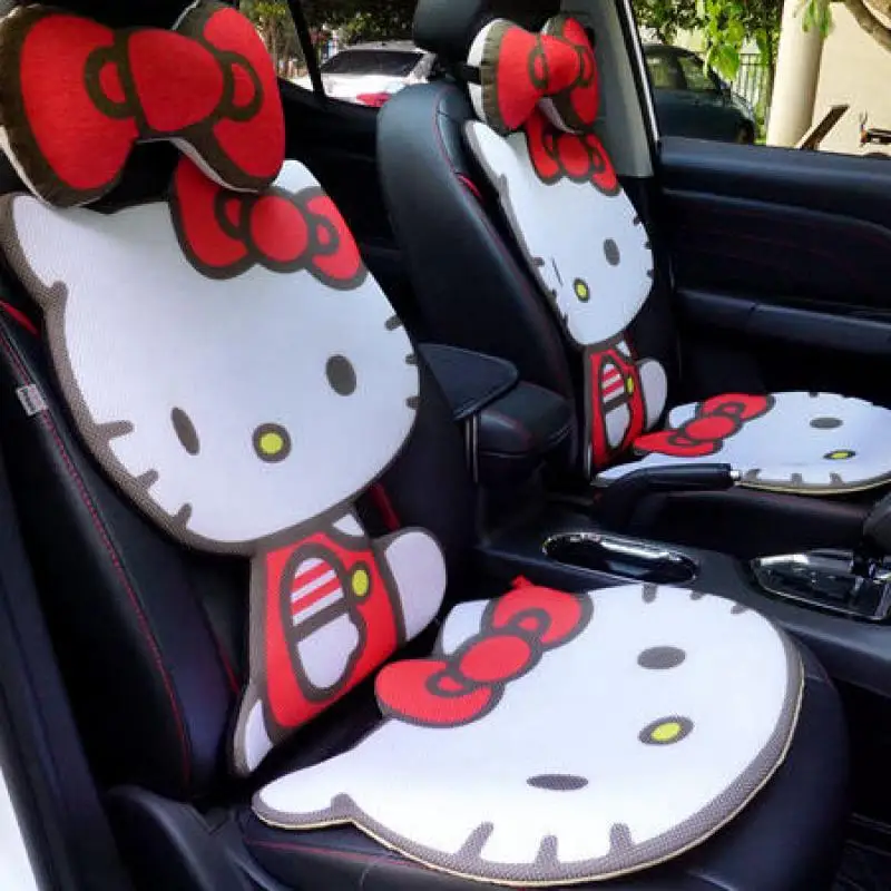 Sanrio Car Seat Cushion Lumbar Cushion Seat Protector Hello Kittys Cute Four-Season Seat Cushion Car Decoration Accessories Gift