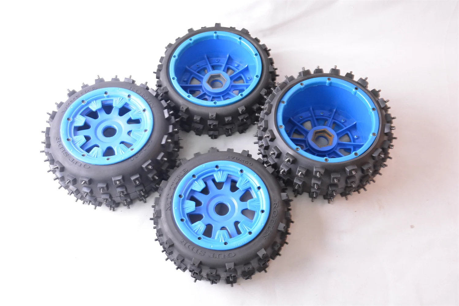 Nylon Material High Strength Strong Grip High Wear Resistance Iron Nail Wheel Assembly For 1/5 HPI ROFUN BAJA 5B 170*60mm