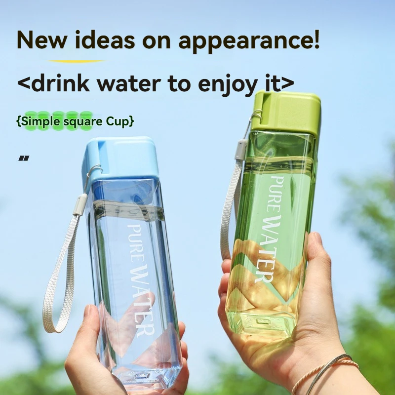 500ml Portable Water Cup Simple Plastic Leakproof Anti-drop Water Bottle For Outdoor Gym Camping Travel Fitness Cycling