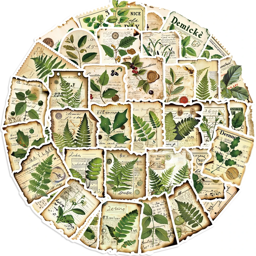 50pcs Botanical Garden Label Fragment Stickers Kawaii Waterproof Graffiti Decals for laptop Guitar Suitcase Skateboard Kids Gift