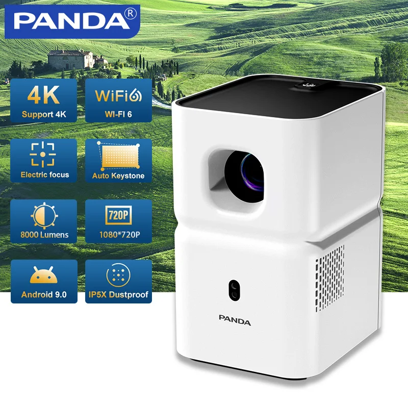 

Умный проектор PANDA PF03, Full HD, портативный, 4K, 1280x720P, Android, Wifi6, светодиодный Видеопроектор для домашнего кинотеатра