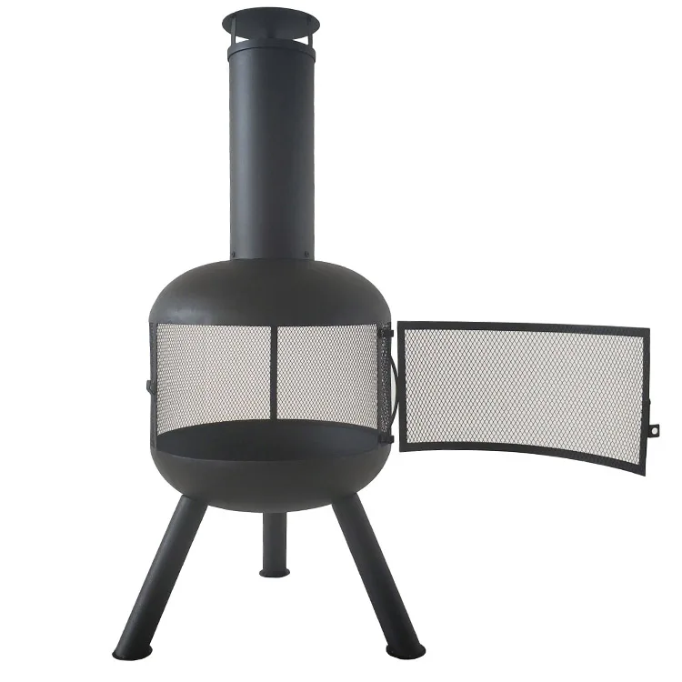 مخصص التدفئة في الهواء الطلق الصغيرة السوداء الصلب حرق الخشب شيمينيا سجل الموقد