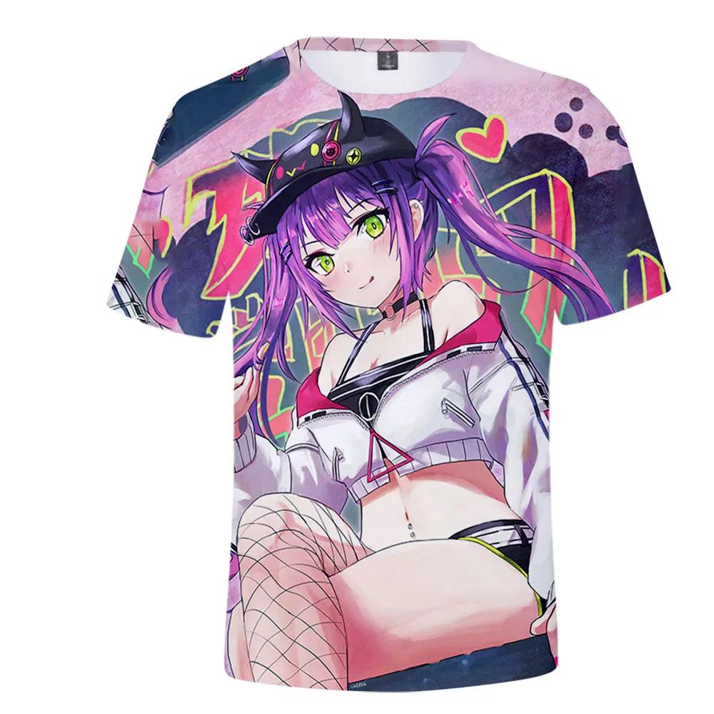 HOLOLIVE VTuber Tokoyami Towa T-shirt 2023 New Summer Crewneck Short Sleeve Streetwear Men Women\'s Tshirt Harajuku 3D Clothes