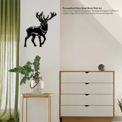 Deer Metal Cabin Sign Deer Hunter Gift Outdoor Cabin Decor Room Wall Decor Classic Deer Silhouette Iron Art, Wall decoration